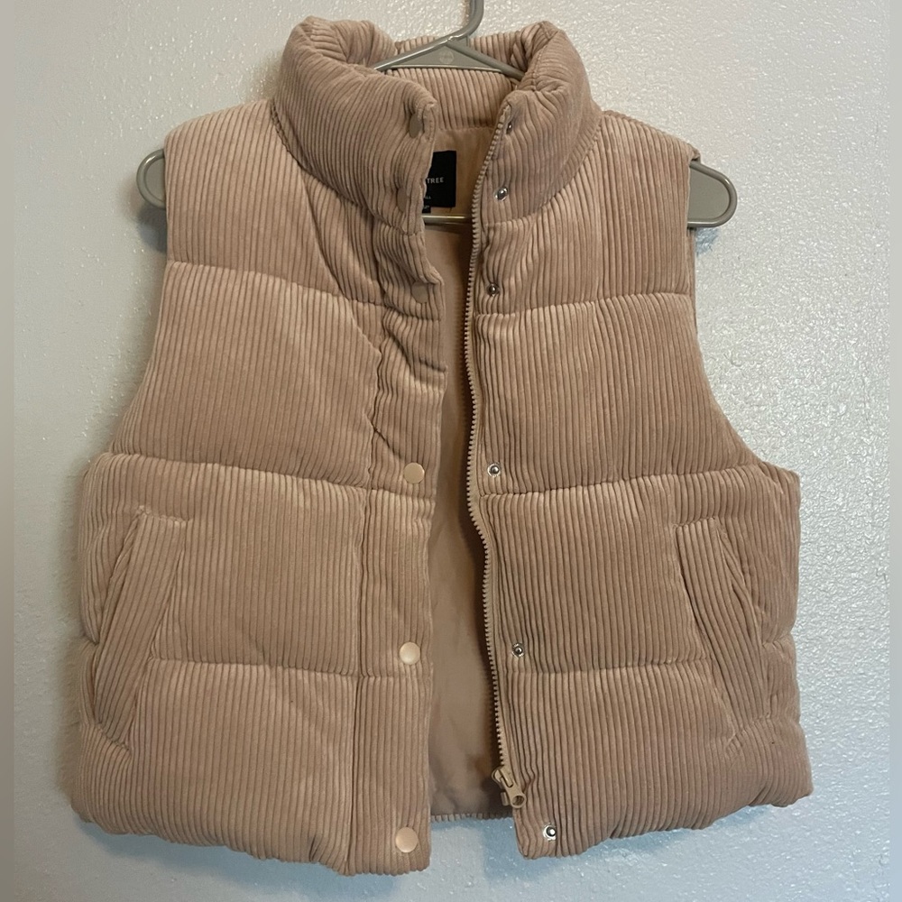 LOVE TREE Tan Corduroy Puffer Vest